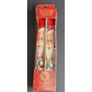 Vintage Simons Candles Christmas Candles Figural Tapers Santas 10 inch Holiday